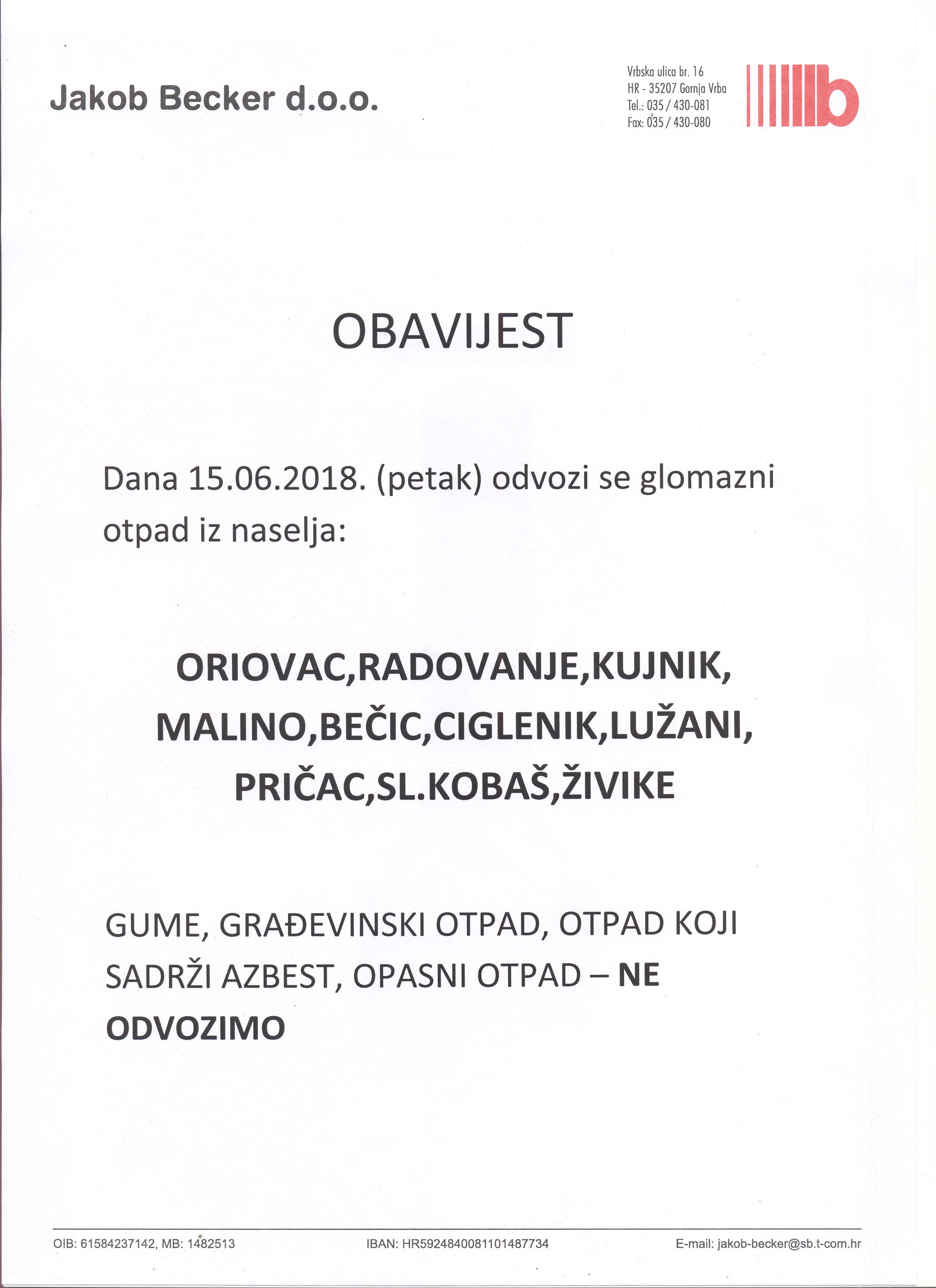 odvoz glomaznog otpada 2018